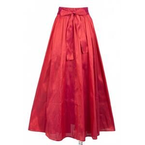 NEW SANDY LIANG women's dupioni maxi skirt in red